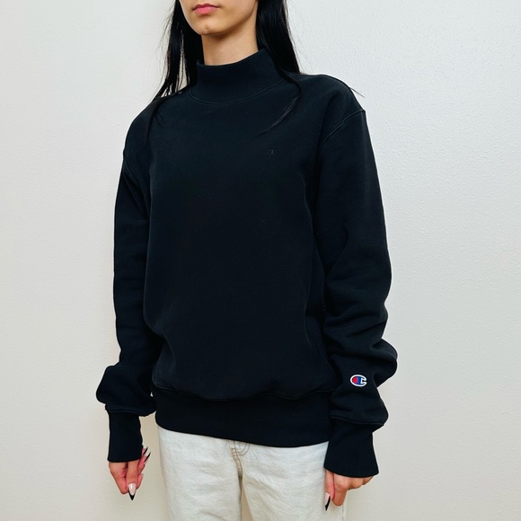 Vintage Champion Mock Neck Sweatshirt Classic Turtleneck Sweater - Picture 3 of 8